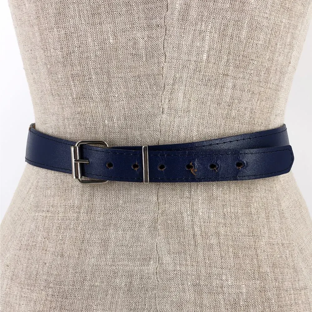 80s asymmetrical navy blue belt 1980s vintage